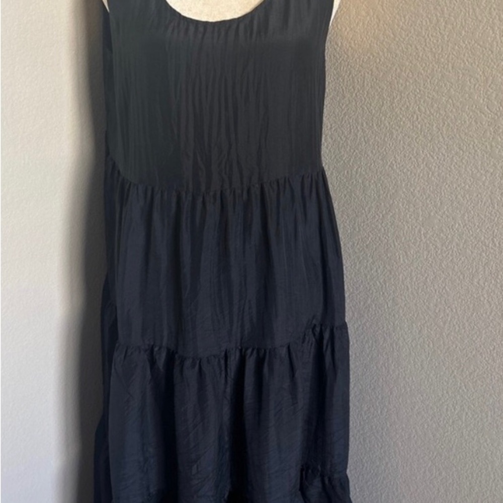 Eileen Fisher 100% Silk Tiered Maxi Dress | Black | Size 1X